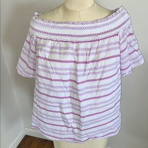 Lane Bryant Blouse white, purple, and gold